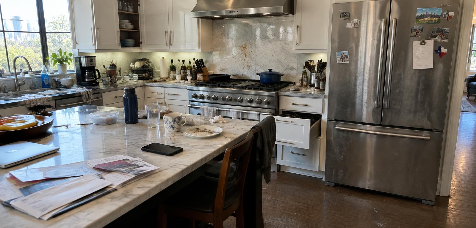 A lived-in kitchen before a deep clean